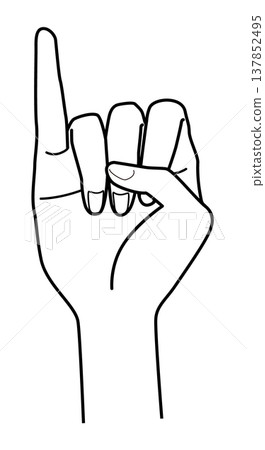 Hand representation, monochrome line drawing, vector. Hand representation, monochrome line drawing, vector. 137852495