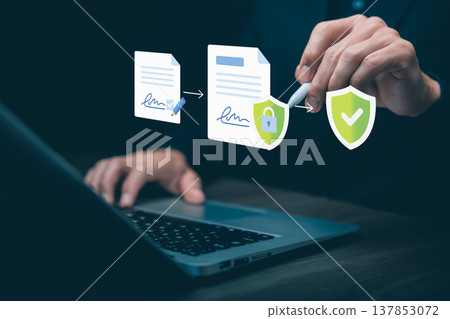 Digital Signature and Secure Document Verification Concept 137853072
