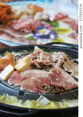 Sizzling Thai style BBQ tempting ready to be eaten. Sizzling Thai style BBQ tempting ready to be eaten. 137853134