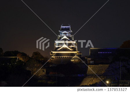 熊本城,熊本縣熊本市,秋季:夜間燈光 熊本城,熊本縣熊本市,秋季:夜間燈光 137853327