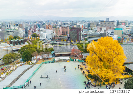 Autumn in Kumamoto City, Kumamoto Prefecture: Kumamoto Castle, one of Japan's 100 Famous Castles, with a view from the main keep. Autumn in Kumamoto City, Kumamoto Prefecture: Kumamoto Castle, one of Japan's 100 Famous Castles, with a view from the main keep. 137853337