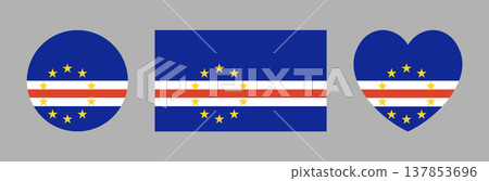 Cape Verde flag rectangular, round, heart shaped icons, stickers. National sign templates. Flag of Cape Verde button, banner, badge. Circular, rectangle, heart symbols. Cape Verde flag rectangular, round, heart shaped icons, stickers. National sign templates. Flag of Cape Verde button, banner, badge. Circular, rectangle, heart symbols. 137853696