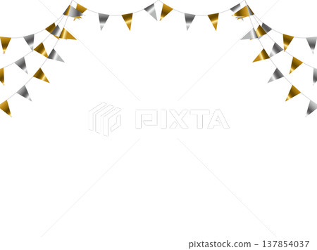 Garland triangular string, curved, gold 2 silver F2 137854037
