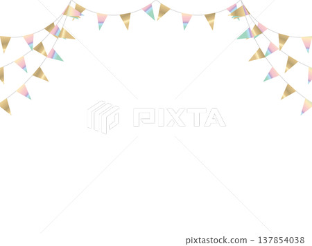 花環三角串，彎曲，金色 20 彩虹淺色 F2 137854038