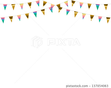 Garland triangular string, curved, gold 21 rainbow dark F5 137854063