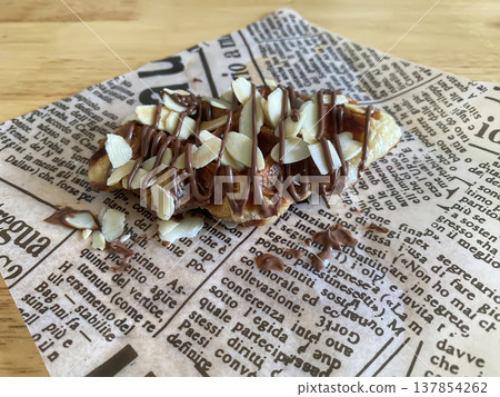 Croissant waffle with almonds 137854262