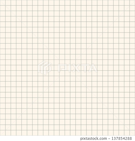 Old beige square notebook paper seamless pattern. Squared grid texture with brown lines. Paper math mesh sheet seamless background. Vector illustration isolated on white background 137854288