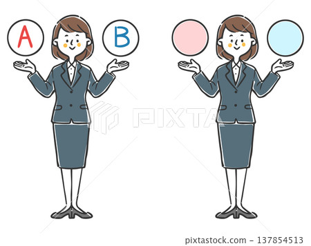 Options A and B: Young female office worker, full body, vector. Options A and B: Young female office worker, full body, vector. 137854513