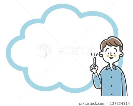 男子指著前方。留白。向量圖。 137854514