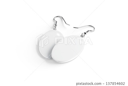 Blank white ellipse earring pair mockup stack png, transparent background, 3d rendering. Empty jewels ear spike mock up cut out. Clear round or ellips retro decoration earrings or hoops template. Blank white ellipse earring pair mockup stack png, transparent background, 3d rendering. Empty jewels ear spike mock up cut out. Clear round or ellips retro decoration earrings or hoops template. 137854602