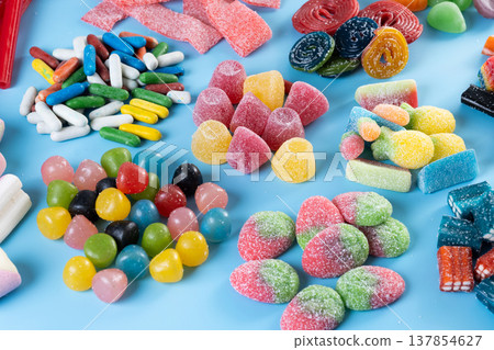 Assorted colorful candies Assorted colorful candies 137854627