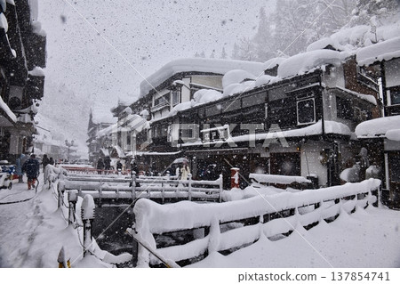 A snowy day at Ginzan Onsen A snowy day at Ginzan Onsen 137854741