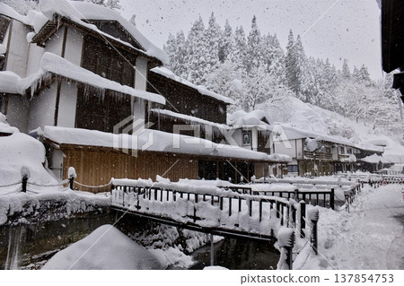 A snowy day at Ginzan Onsen A snowy day at Ginzan Onsen 137854753