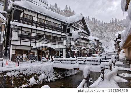A snowy day at Ginzan Onsen A snowy day at Ginzan Onsen 137854756
