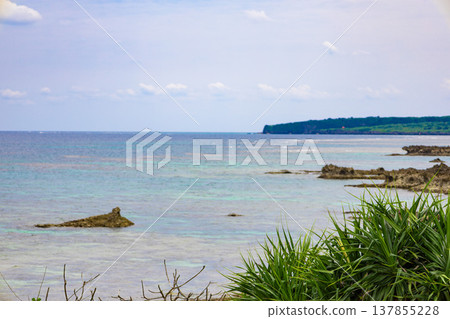 熱帶地區清爽的藍天碧海,以及珊瑚和珊瑚礁遍布的宮古島藍色海岸線(沖繩縣宮古島) 熱帶地區清爽的藍天碧海,以及珊瑚和珊瑚礁遍布的宮古島藍色海岸線(沖繩縣宮古島) 137855228