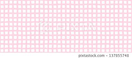 Watercolor baby stripe pattern with pink grid squares on light background, seamless soft check design. Perfect for fabric or wrapping paper. Drag to swatches panel to use. 137855748