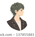 Illustration of a young man wearing a leather jacket 137855883
