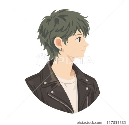 Illustration of a young man wearing a leather jacket Illustration of a young man wearing a leather jacket 137855883