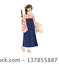 Young woman wearing traditional Japanese hakama 137855887