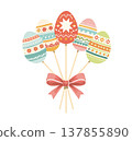 Easter egg wands with bows 137855890