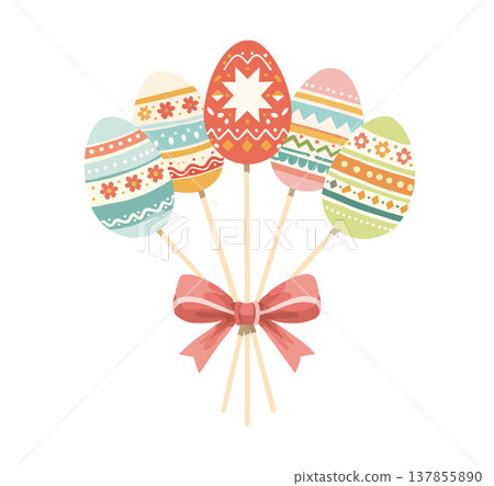Easter egg wands with bows Easter egg wands with bows 137855890