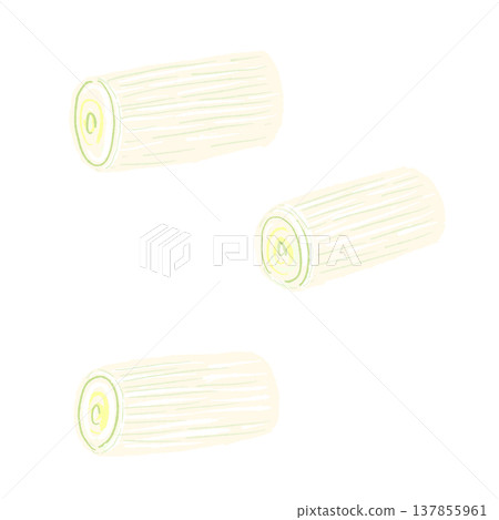 手繪的切碎（切成圓片）的青蔥插圖。 137855961
