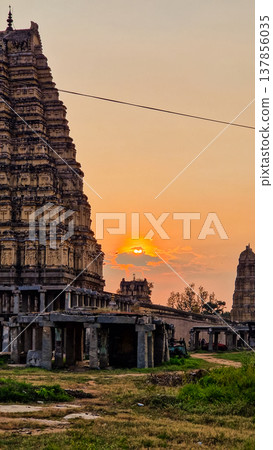 Virupaksha Temple in Hampi, India. Part of the Group of Monuments at Hampi, designated as a UNESCO World Heritage Site Virupaksha Temple in Hampi, India. Part of the Group of Monuments at Hampi, designated as a UNESCO World Heritage Site 137856035