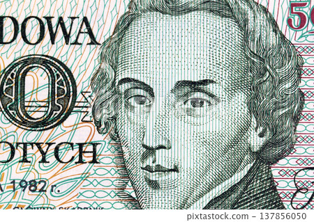 Frederic Chopin a closeup portrait from old Polish money 137856050