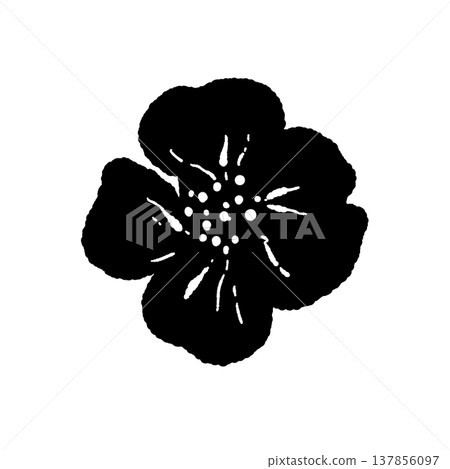 一幅單色插圖，描繪了一朵旱金蓮花。 137856097