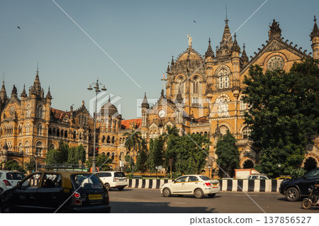 Historic railway terminus Chhatrapati Shivaji in the Mumbai, India. Victoria Terminus Historic railway terminus Chhatrapati Shivaji in the Mumbai, India. Victoria Terminus 137856527