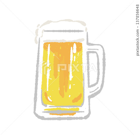 手繪插圖,描繪了一杯冰生啤酒。 手繪插圖,描繪了一杯冰生啤酒。 137856648
