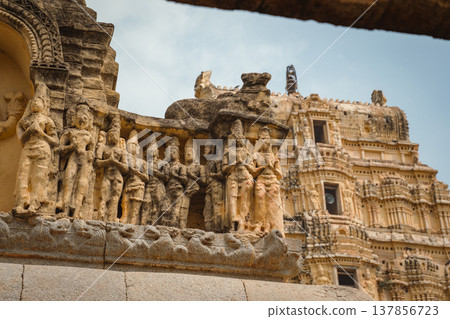 Virupaksha Temple in Hampi, India. Part of the Group of Monuments at Hampi, designated as a UNESCO World Heritage Site Virupaksha Temple in Hampi, India. Part of the Group of Monuments at Hampi, designated as a UNESCO World Heritage Site 137856723