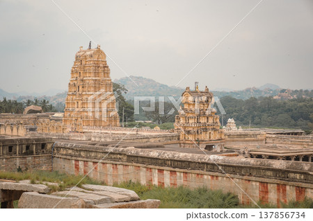 Virupaksha Temple in Hampi, India. Part of the Group of Monuments at Hampi, designated as a UNESCO World Heritage Site Virupaksha Temple in Hampi, India. Part of the Group of Monuments at Hampi, designated as a UNESCO World Heritage Site 137856734
