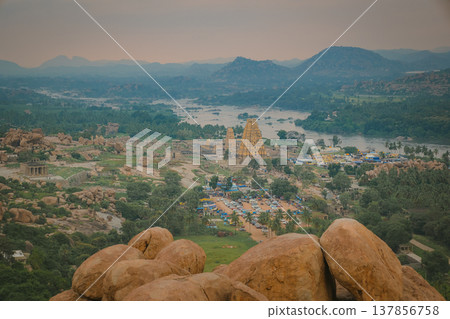 Virupaksha Temple in Hampi, India. Part of the Group of Monuments at Hampi, designated as a UNESCO World Heritage Site Virupaksha Temple in Hampi, India. Part of the Group of Monuments at Hampi, designated as a UNESCO World Heritage Site 137856758