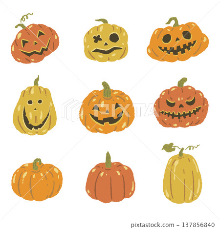 Halloween pumpkin (jack-o'-lantern) variation set 137856840
