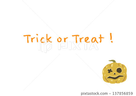 Horizontal Halloween message card featuring a crossed-out jack-o'-lantern 137856859