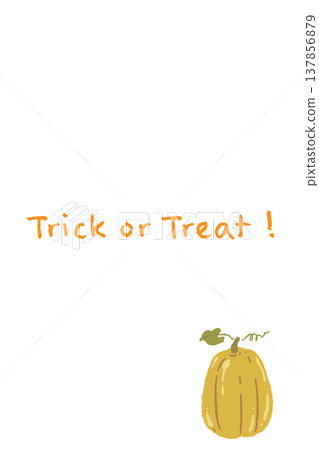 一張簡潔的垂直南瓜形狀萬聖節祝福卡。 137856879