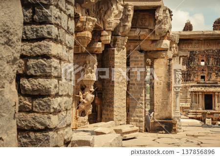 Vitthala Temple in Hampi, India. Part of the Group of Monuments at Hampi, designated as a UNESCO World Heritage Site 137856896