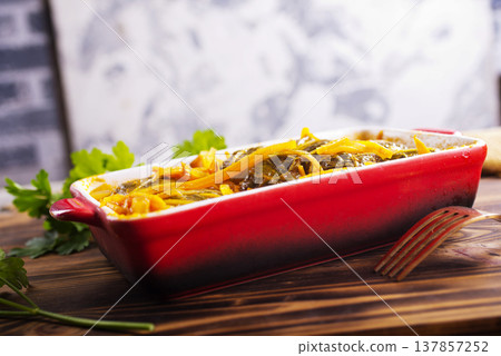 Meatballs with cabbage (golubci) baked in tomato sauce, Russian food Meatballs with cabbage (golubci) baked in tomato sauce, Russian food 137857252