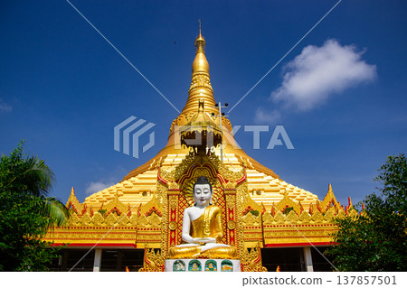 Asian Buddhist temple. Global Vipassana Pagoda in Mumbai, India 137857501
