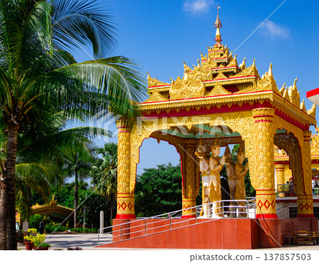 Asian Buddhist temple. Global Vipassana Pagoda in Mumbai, India Asian Buddhist temple. Global Vipassana Pagoda in Mumbai, India 137857503