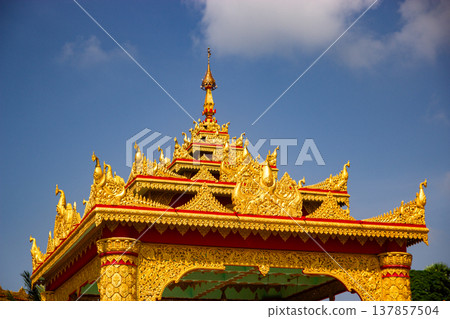 Asian Buddhist temple. Global Vipassana Pagoda in Mumbai, India 137857504