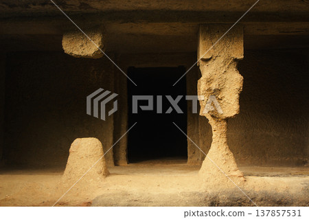 Kanheri Caves in the forests of the Sanjay Gandhi National Park, India 137857531