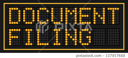 Orange color led banner in word document filing on black background 137857688