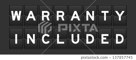 Black color analog flip board with word warranty included on gray background Black color analog flip board with word warranty included on gray background 137857745