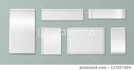 White fabric label mockup, realistic woven texture White fabric label mockup, realistic woven texture 137857884
