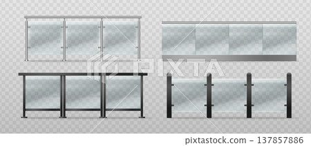 Glass panel railing designs set 137857886