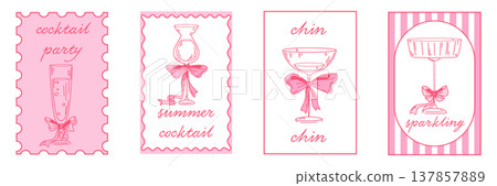 Cocktail party posters with doodle alcohol glasses Cocktail party posters with doodle alcohol glasses 137857889