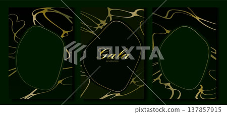 Luxury gala invitations set with gold pattern Luxury gala invitations set with gold pattern 137857915