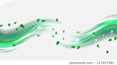 Fresh green leaves swirling in dynamic air flow 137857965